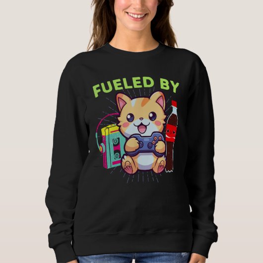 Funny Fueled by Gamer Cat Soda Pop & The 80s Trui (Voorkant)