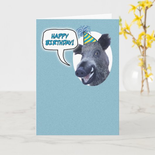 Funny Full Boar Birthday Kaart (Gele Bloem)