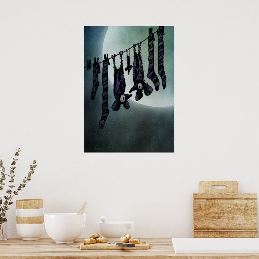 Funny Full Moon Bats Poster (Keuken)