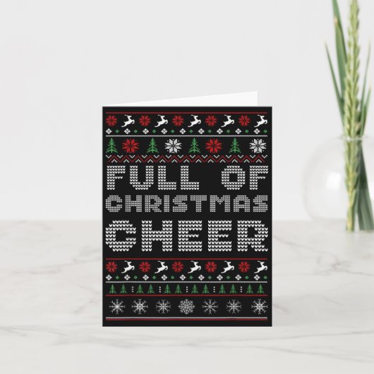 Funny Full Of Christmas Cheer Beer Ugly Matching C Kaart (Voorkant)