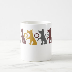 Funny Fun Cute Yellow Grey Brown Six Dog Dogs Koffiemok