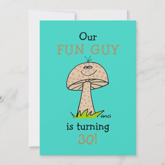 Funny Fun Guy Man of Boy Birthday Party Invitation Kaart (Voorkant)