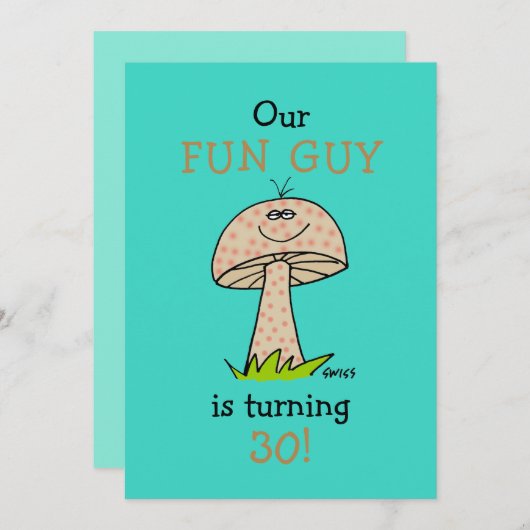 Funny Fun Guy Man of Boy Birthday Party Invitation Kaart (Voorkant / Achterkant)