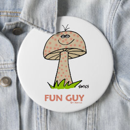 Funny Fun Guy Mushroom Cartoon Button voor een Man