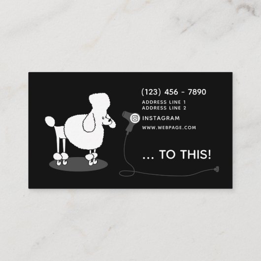 Funny Fun Pet Grooming Black White Custom Visitekaartje (Achterkant)