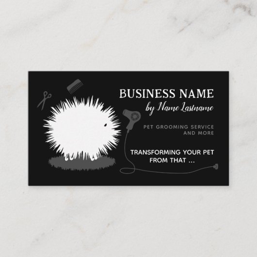Funny Fun Pet Grooming Black White Custom Visitekaartje (Voorkant)