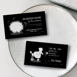 Funny Fun Pet Grooming Black White Custom Visitekaartje