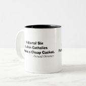 Funny Funeral Director Gifts Tweekleurige Koffiemok (Voorkant links)