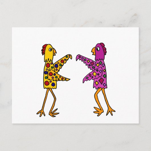 Funny Funky Chickens Dancing Briefkaart (Voorkant)