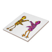 Funny Funky Chickens Dancing Tegeltje (Zijkant)