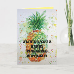Funny Funky Pineapple Fruit humor Birthday Card Kaart