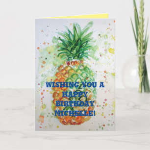 Funny Funky Pineapple Fruit humor Birthday Card Kaart