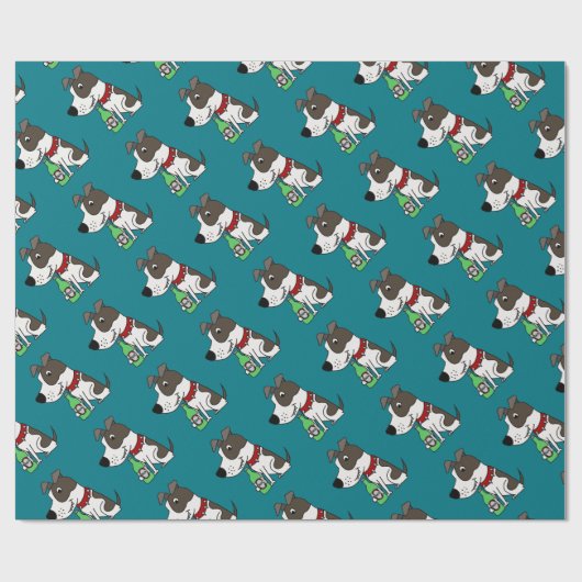 Funny Funky Pit bull Drink Cartoon van bier Cadeaupapier (Vlak)