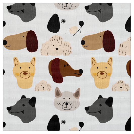 Funny Funky quirky Cartoon Dogs Pattern Stof (Swatch)