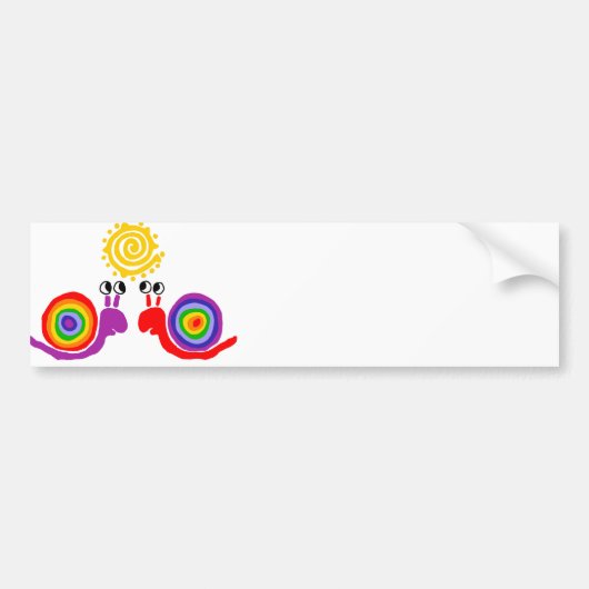 Funny Funky Rainbow Snail Abstracte kunst Bumpersticker (Voorkant)
