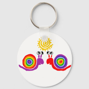 Funny Funky Rainbow Snail Abstracte kunst Sleutelhanger