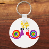 Funny Funky Rainbow Snail Abstracte kunst Sleutelhanger (Voorkant)