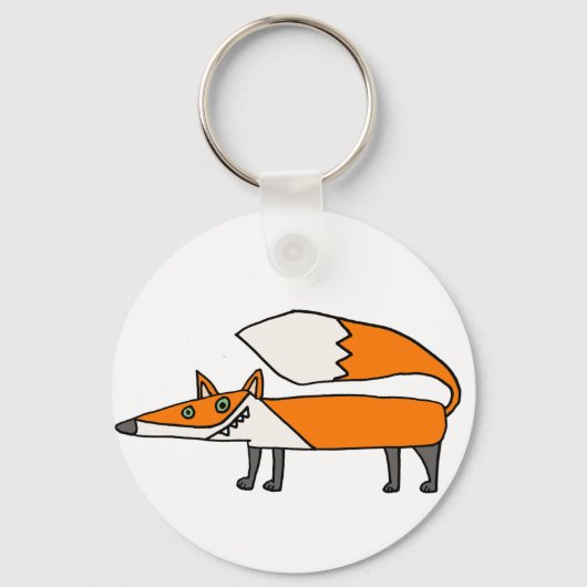 Funny Funky Red Fox Art Sleutelhanger (Voorkant)