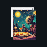 Funny Funky  Robots Eating Fried Eggs Briefkaart<br><div class="desc">An alien robot eating some fried eggs  AI generated art</div>