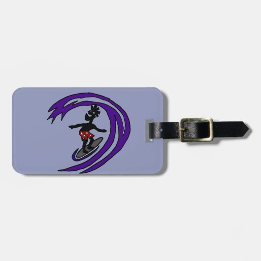 Funny Funky Surfer Bagagelabel (Voorkant horizontaal)