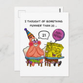 Funny "Funnier Than 20" Birthday with SpongeBb Briefkaart (Voorkant / Achterkant)