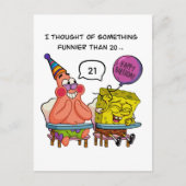 Funny "Funnier Than 20" Birthday with SpongeBb Briefkaart (Voorkant)