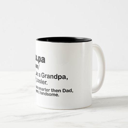 Funny Funpa/Grandpa Definition Two-Tone Coffee Mok (Voorkant rechts)