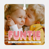 Funny Funtie Auntie FotoKerstmis Metalen Ornament (Achterkant)