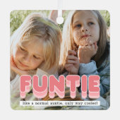 Funny Funtie Auntie FotoKerstmis Metalen Ornament (Voorkant)