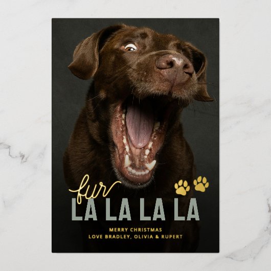 Funny Fur La La Pet Christmas Folie Feestdagenkaart (Voorkant)
