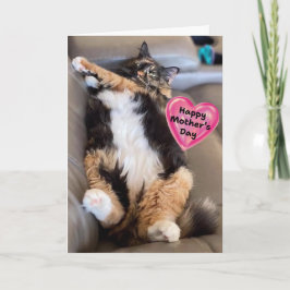 Funny Furry Cat Happy Moederdag Kaart