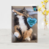 Funny Furry Cat Vaderdag Kaart (Gele Bloem)