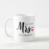 Funny Future MRS. Typografie roze waterverf hart Koffiemok (Links)