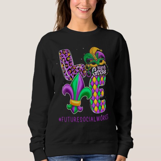 Funny Future Social Worker Mardi Gras Family Match Trui (Voorkant)