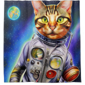Funny Futuristic Astronaut Cat Douchegordijn (Voorkant)