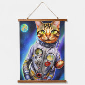 Funny Futuristic Astronaut Cat Hangend Wandkleed (Voorkant)