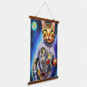 Funny Futuristic Astronaut Cat Hangend Wandkleed (Gebogen)