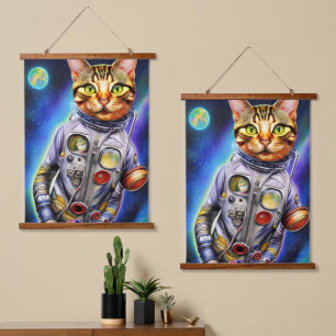 Funny Futuristic Astronaut Cat Hangend Wandkleed