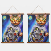 Funny Futuristic Astronaut Cat Hangend Wandkleed (Dubbel)