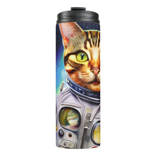 Funny Futuristic Astronaut Cat Thermosbeker (Voorkant)