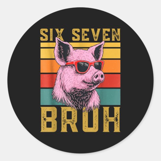 Funny G 67 6 7 Six Seven Meme Animal Retro Design  Ronde Sticker (Voorkant)