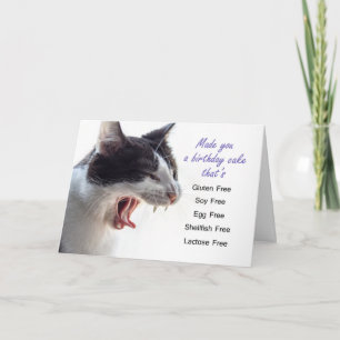 Funny Gagging Gluten Free Cat Birthday Kaart