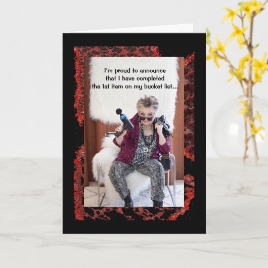 Funny Gal en 1e artikel op bucket list Kaart (Gele Bloem)