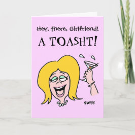 Funny Gal to Gal Cartoon Happy Birthday Kaart