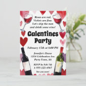 Funny Galentine Wine Hearts Girls Night Kaart (Staand voorkant)