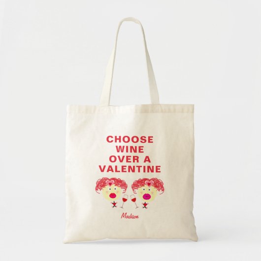 Funny Galentines Bff Wine Valentijns gepersonalise Tote Bag (Voorkant)