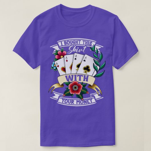 Funny Gambling Poker Player Kaart Game T-shirt (Design voorkant)