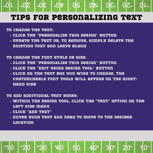 Funny Game Day Purple Football Field Party Napkins Servet