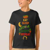 Funny Game Eat Sleep Grow A Garden Repeat Gamer De T-shirt (Voorkant)