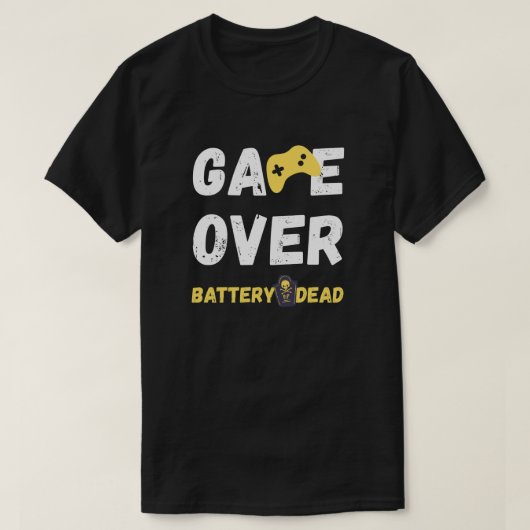 Funny Game Over Battery Dead Art T-shirt (Design voorkant)
